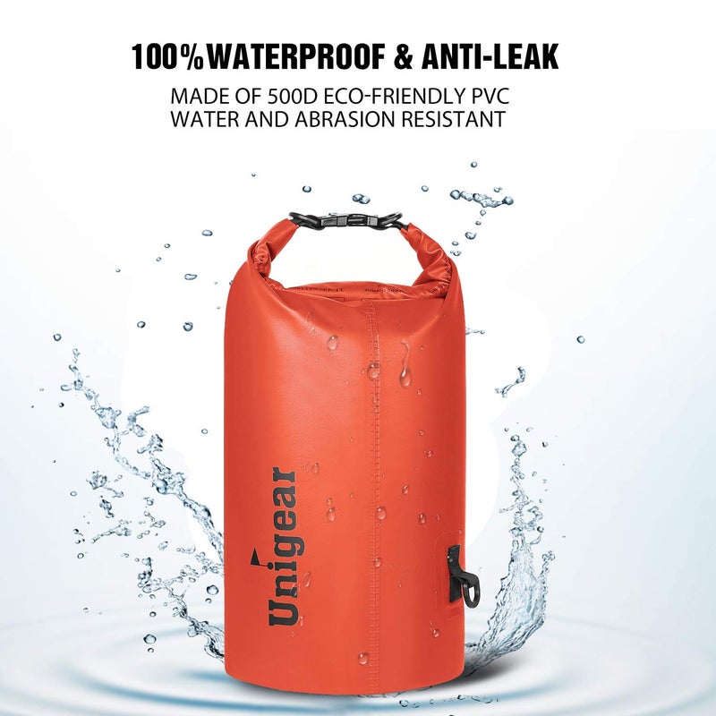 Unigear Dry Bag Waterproof, Floating and Lightweight Bags for Kayaking, Boating, Fishing, Swimming and Camping with Waterproof Phone Case (Orange, 10L) - Image 3